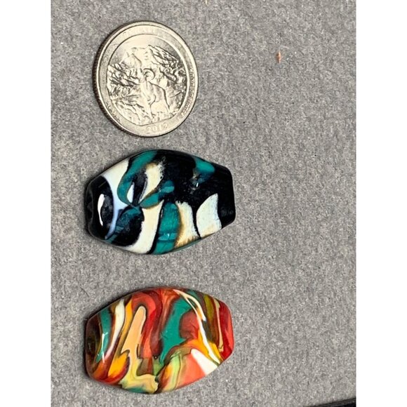 Handcrafted Lampwork Glass Colorful Swirled Beads - Picture 2 of 5